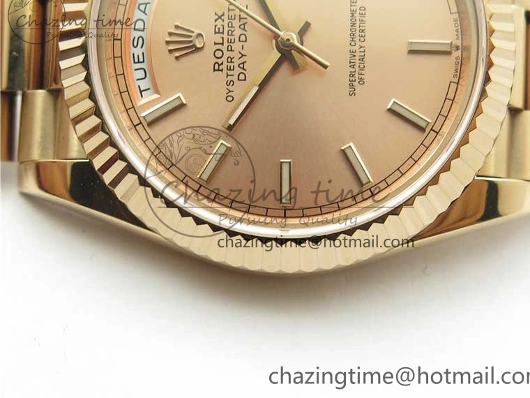 on 904 228239 Day-Date Version Dial President Stick Markers A2836 Bracelet RG RG RG New BP Dial 40mm 0313